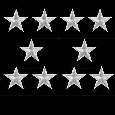 

Siaonvr 10PCs Silver Stars Embroidered Badges Iron On Patches Motif Applique Stickers