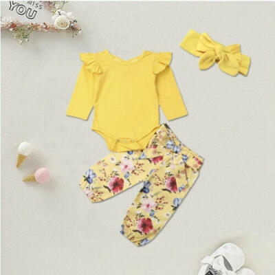 

UK Nweborn Infant Baby Girl Clothes Tops Romper Floral Long Pants Outfit 0-24M