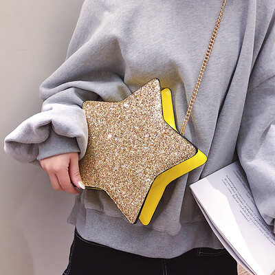 

Small bag female 2019 new five-pointed star fairy fashion Messenger bag chain bag shoulder bag female bag sequin packet