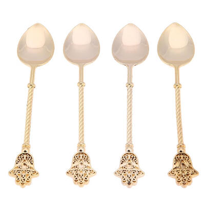 

4pcs Creative Alloy Coffee Cream Spoon Retro Stick Tea Spoons Colher