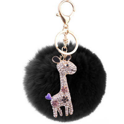 

8cm cents rex rabbit fur ball giraffe keychain plush accessories bag pendant
