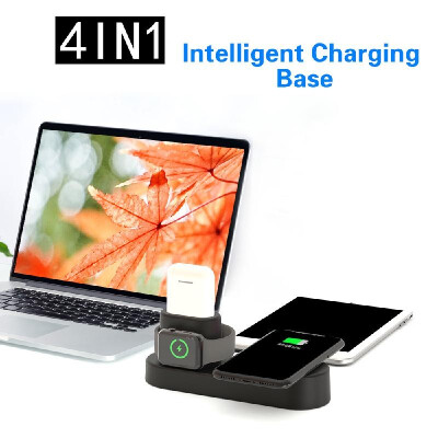 

4-in-1 Wireless Charging Station Phone Holder Qi Fast Wireless Charger Base For i-Phone 8X i-Watch US-Plug