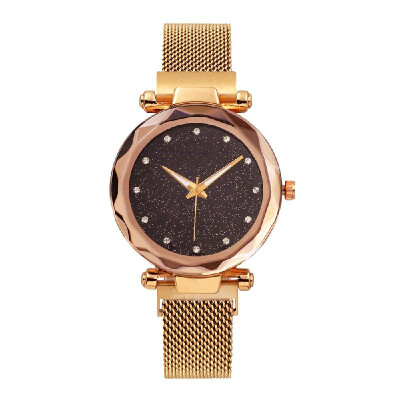 

Women Fashion Brilliant Starry Night Dial Watch Lady Simple Exquisite Metal Quartz Wrist Watch