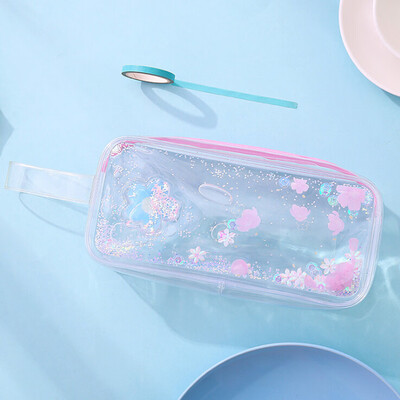 

Toponeto Waterproof Sandpaper Pen Bag Ins Flower Transparent Storage Bag Stationery Bag