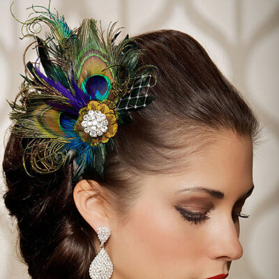 

〖Follure〗Rhinestones Peacock Feather Bridal Wedding Hair Clip Pin Head Hairpin