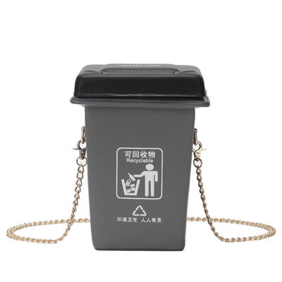 

Creative Trash Can Shape Bag Women Shoulder Messenger PVC Chain Small Bags
