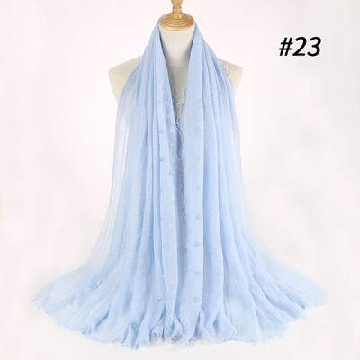

Solid color high quality hairy cotton yarn pearl accessories headscarf cotton&crease monochrome womens scarf hot sale