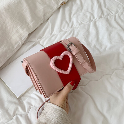 

Mini bag female new wild casual love single shoulder slung fashion contrast color small square bag tide