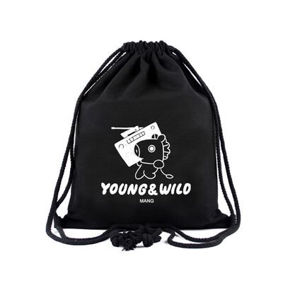 

CAR-TOBBY New Fashion Kpop BTS Top Fashion Unisex Canvas Drawstring Beam Port Backpack Shopping Bag Travel Bag