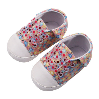 

Baby Shoes Baby Girls Breathable Floral Print Anti-Slip Shoes Canvas Sneakers Soft Soled First Walkers