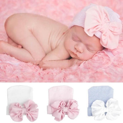 

Newborn Baby Infant Girl Toddler Comfy Bowknot Hospital Cap Beanie Hat Turban