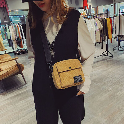 

Tailored Women Canvas Single Shoulder Messenger Bag Small Square Bag Corduroy Bag