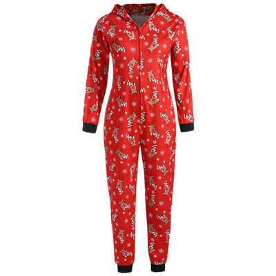 

Plus Size Christmas Elk Hooded Jumpsuit Pajama