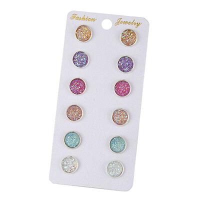 

6 pcs set Crystal Heart Stud Earrings Gold Color Fruit pineapple Vintage Earring Jewelry For Women Of Color Oorbellen