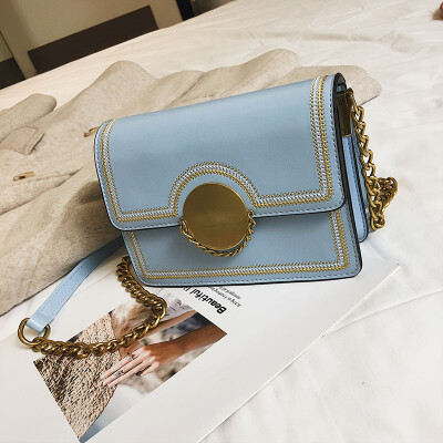 

Qiao Bani 2019 new Korean chic fashion embroidery chain small square bag street shoot trend single shoulder diagonal handbag