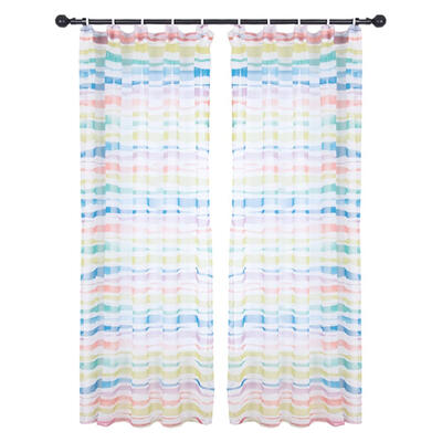 

Stripe Geometry Shape Printing Window Curtain  Type Hook Bedroom Drapes