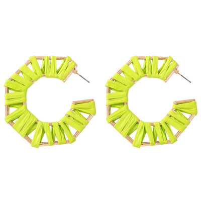 

Colorful Rattan Hoop Earrings Handmade Bohemian Statement Earrings Rainbow Geometric Dangle Earrings for Women Girls