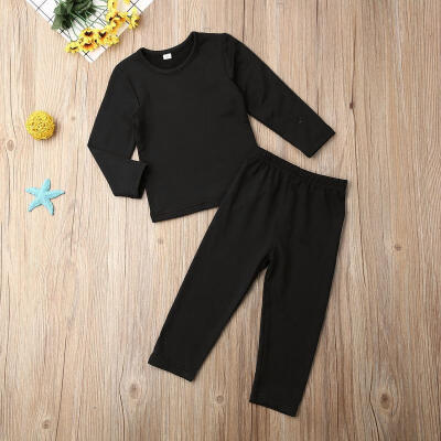 

Baby Boy Girl Sleepwear Solid Color Cotton Pajamas Long Sleeve Homewear Nightwear Outfits