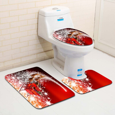 

〖Follure〗3PCS Fancy Santa Toilet Seat Cover&Rug Bathroom Set Christmas Decor