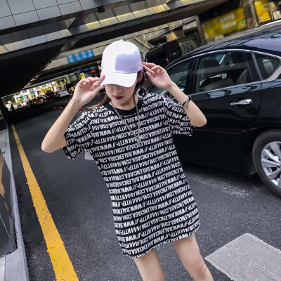 

Summer Spring Cotton Short Sleeve Female T-shirts Harajuku Loose Letter Print Oversize T Shirt Casual Long Tops Tee