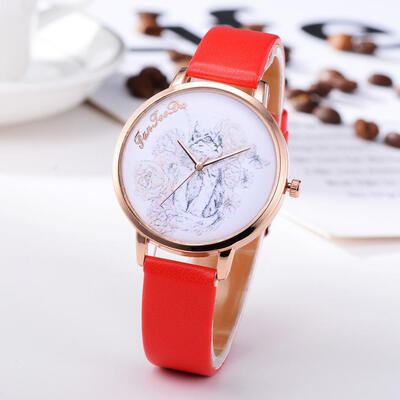 

2018 Dog Fashion Beautiful Temperament Fashionable Simple Ladies WristWatch Leather Souvenir Business Womens Quartz watch D