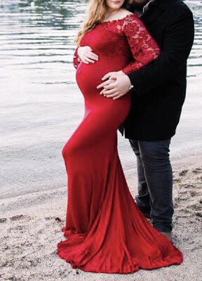 

Boat Neck&Flare Sleeve Lace Maxi Dress