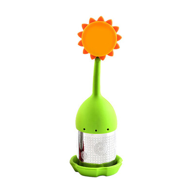 

Cute Silicone Stainless Steel Sun Flower Loose Tea Maker Infuser Strainer Filter