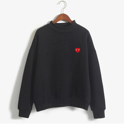 

Starmoon Women O-Neck Solid Color Smiley Love Pattern Long Sleeve Plus Velvet Sweatshirt