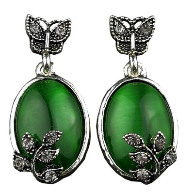 

Green Jade Agate Earrings Butterfly Rhinestones Retro Opal Leaf Earrings Butterfly Rhinestone Retro Opal Leaf Earrings