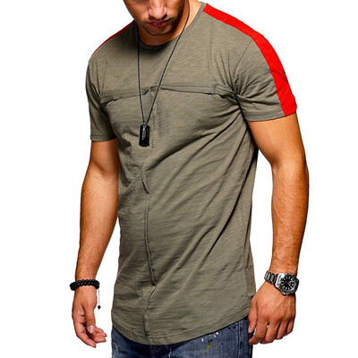 

2019 New Arrival Summer Men Contrast Color T Shirts Slim Short Sleeve Sports T Shirts For Male