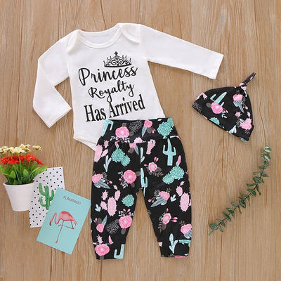

Newborn Baby Girls Cotton Tops Cactus Romper Floral Pants Outfits Set Clothes