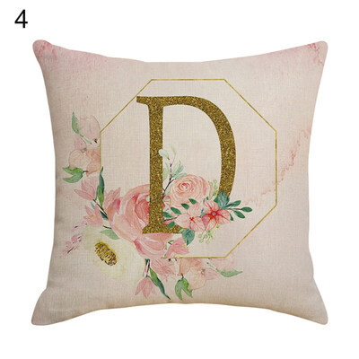 

Flower Letter Alphabet Pillow Case Cushion Cover Sofa Bed Car Cafe Office Decor