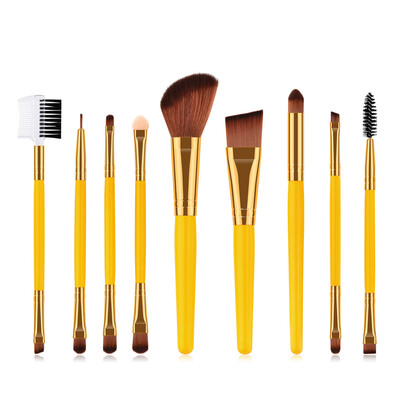

Toponeto 9PCS Yellow Cosmetic Makeup Brush Brushes Foundation Powder Eyeshadow Brush Set