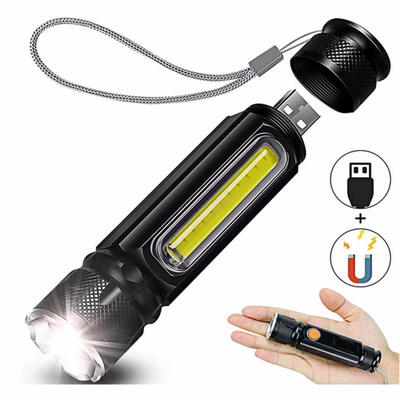 

2 Pack Super Bright LED Tactical Flashlight 800LM T6 Rechargeable Waterproof USB Flashlight with Magnet Base