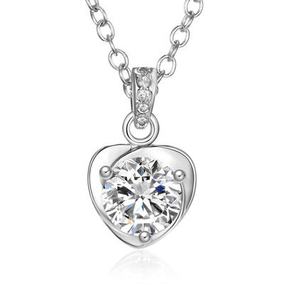 

Silver Color Necklace Waterdrop CZ crystal Zircon Stone Pendant Necklace Jewelry Women Bridal Wedding Collare Necklaces 47cm