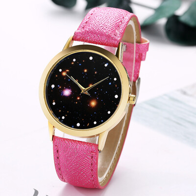 

Hot Sale Women Watches Starry Sky Dial Ladies Quartz Analog Wristwatch Featured Leather Strap Fashion Clock Gift Montre Femme