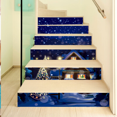 

Toponeto 3D Christmas Decor Stairs Wall Stickers Self Adhesive Door Mural Decals DIY Home