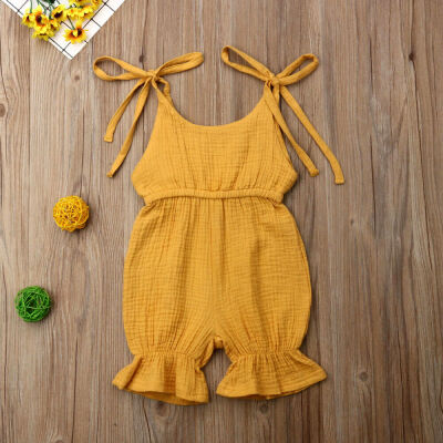 

Baby Girl Solid Romper Kids Suspender Pants Toddler Jumpsuit Playsuit Sunsuit