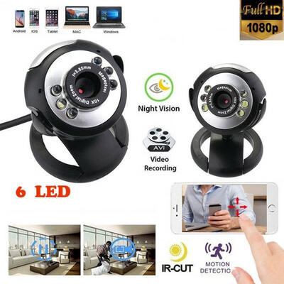 

12MP LED USB Night Vision Mic Desktop PC Laptop Webcam Skype wMic Cam Camera