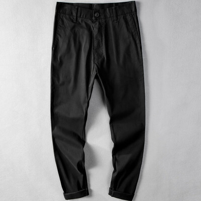 

Gobestart Mens Casual Cotton Breathable Loose Long Pants Solid Color Straight Trousers
