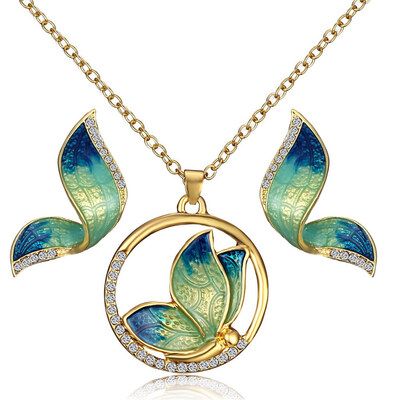 

Animal Butterfly Jewelry Set Enamel Butterfly Earrings Necklace Pendant Sets Imitation Pearls Women Wedding Party Jewelry