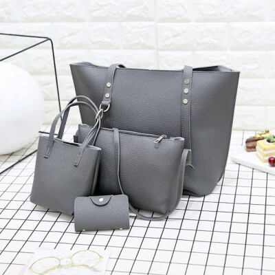 

Tailored Fashion Women Leather Four-Piece Shoulder Crossbody Bag Clutch Wallet Retro Bag