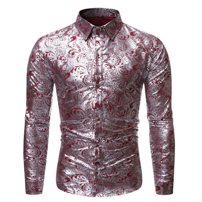 

Tailored Mens New Style Fashion stamped Long Sleeve Shirt Printed Long-Sleeved Blouse
