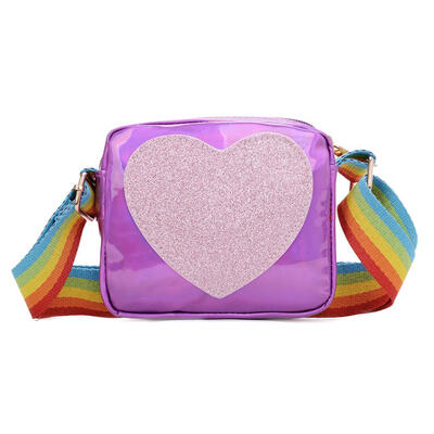 

Kids Love Print Clutch Shoulder Messenger Leather Rainbow Strap Casual Bags