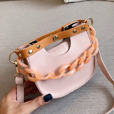 

North bag small bag texture womens bag 2019 new fashion simple oblique satchel hundred Huan Mori chain saddle bag