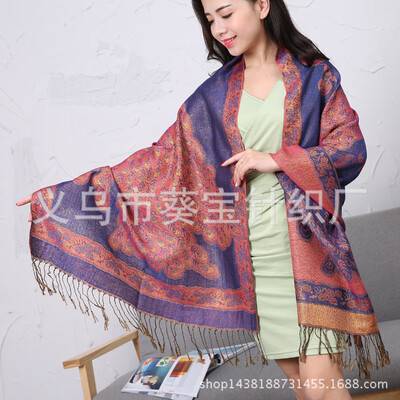 

Autumn&winter new national wind scarf ladies summer air conditioning shawl gold silk peacock bohemian scarf shawl