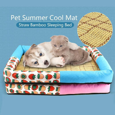 

Pet Summer Cool Mat Straw Bamboo Sleeping Bed Comfortable Cushion for Extra Large Size Pet Dog Cat