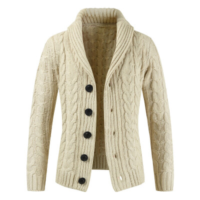 

Mens Solid Lapel Collar Button Down Coat Knitwear Jacket Tops Autumn Cardigan