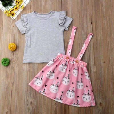 

Easter Toddler Kids Baby Girls Clothes Tops T-shirt Rabbit Skirt Dress Outfits