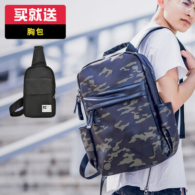 

Ai Biao Backpack Shoulder Bag Mens Fashion Travel Bag Camouflage College StudentsLeisure School Bag Korean Computer Bag